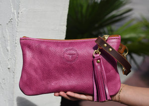*Limited* September Pink/Worn Saddle Mini Vacation Wristlet