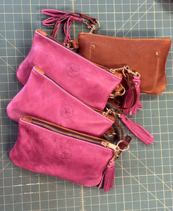 *Limited* September Pink/Worn Saddle Mini Vacation Wristlet