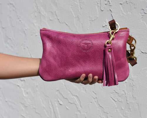 *Limited* September Pink/Worn Saddle Mini Vacation Wristlet