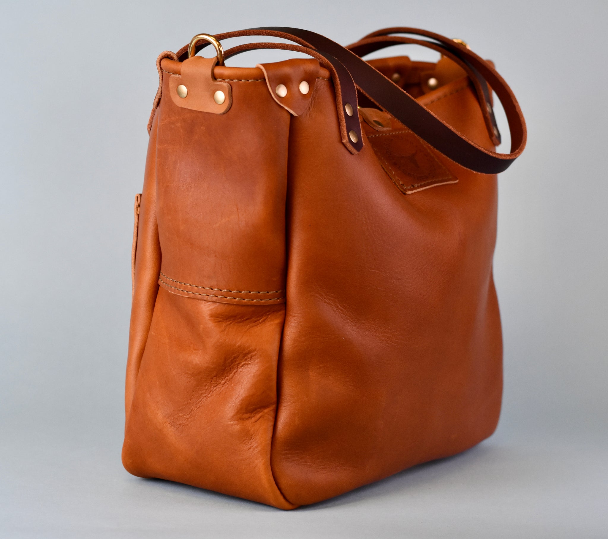 LARGE PATCHWORK BUCKET BAG IN BROWN AND TAN LEATHER — Shop Boswell