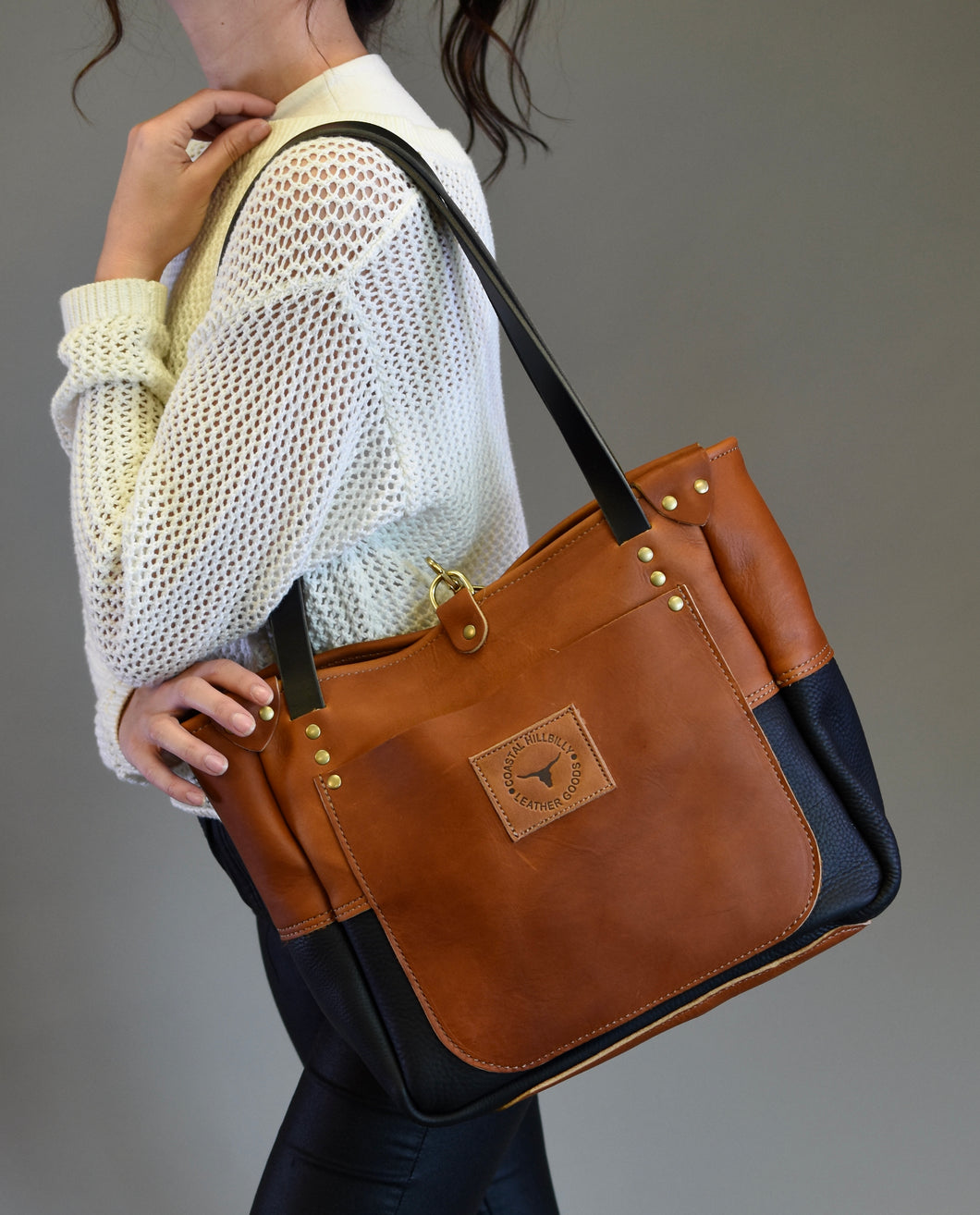 Canyon Tan-Black Bucket Tote