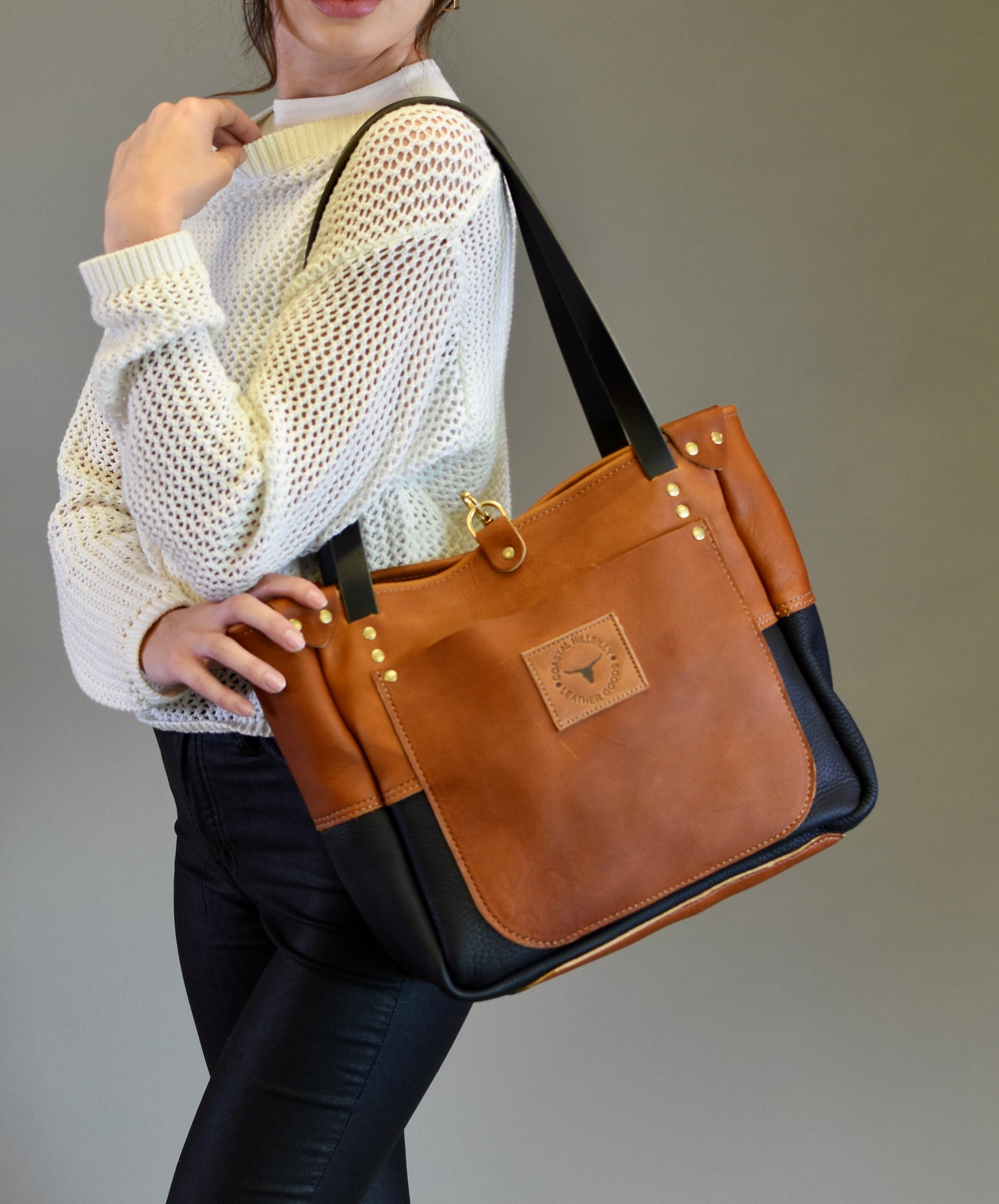 Black Medium Leather Tote